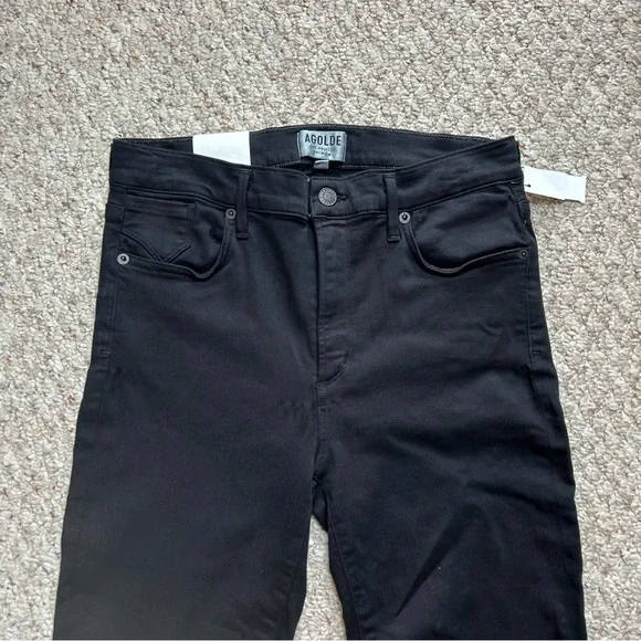 AGOLDE Jeans NWT Sophie High Rise Skinny Womens 31 Black Luxe Denim Stretch - Picture 2 of 12
